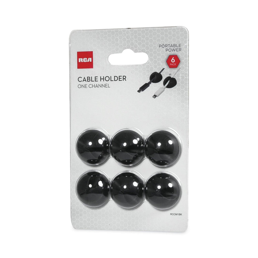 RCA One Channel Cable Holder, 1" x 1", Black, 6/Pack