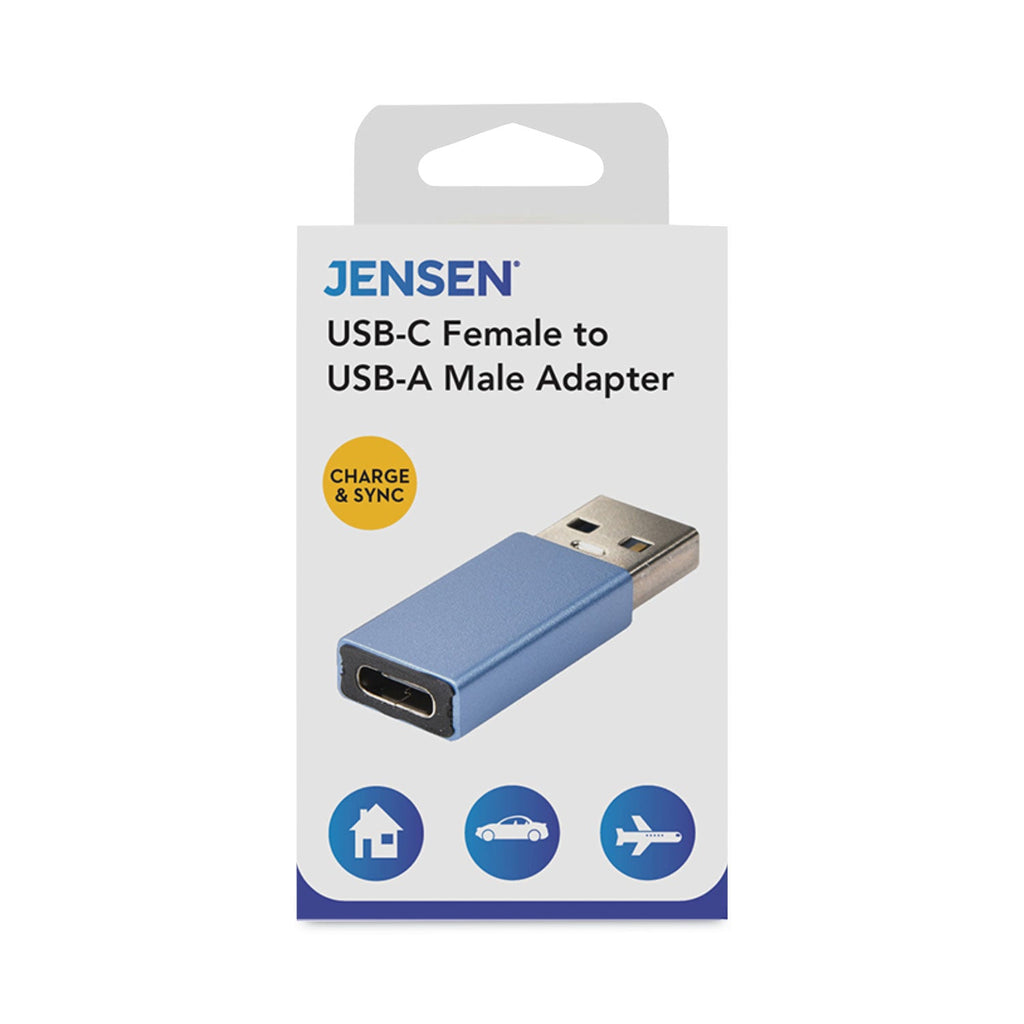 JENSEN USB-C Female to USB-A Male Adapter, Blue