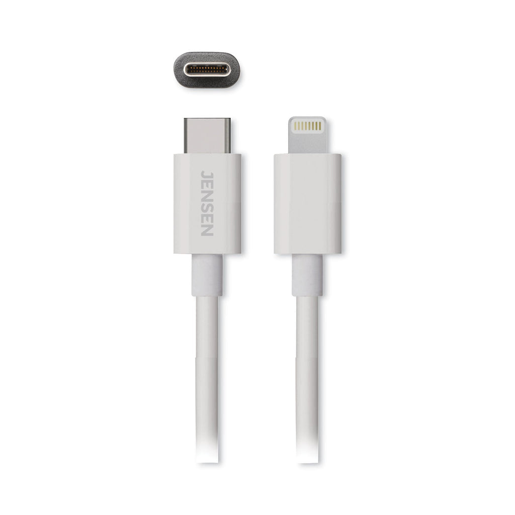 JENSEN USB-C to Lightning Cable, 3 ft, White