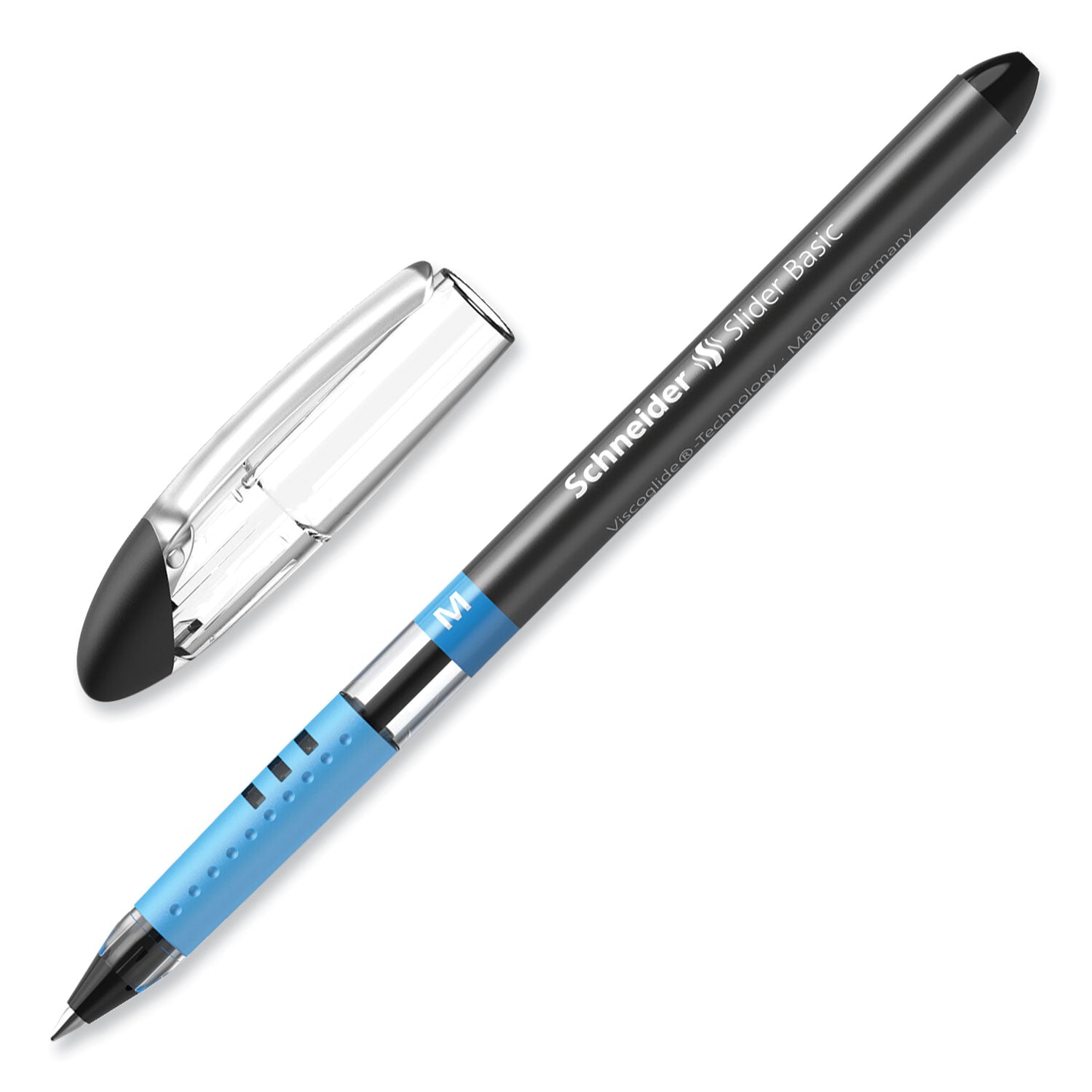 Schneider Slider Basic Ballpoint Pen, Stick, Medium 0.8 mm, Black Ink, Black Barrel, 10/Box