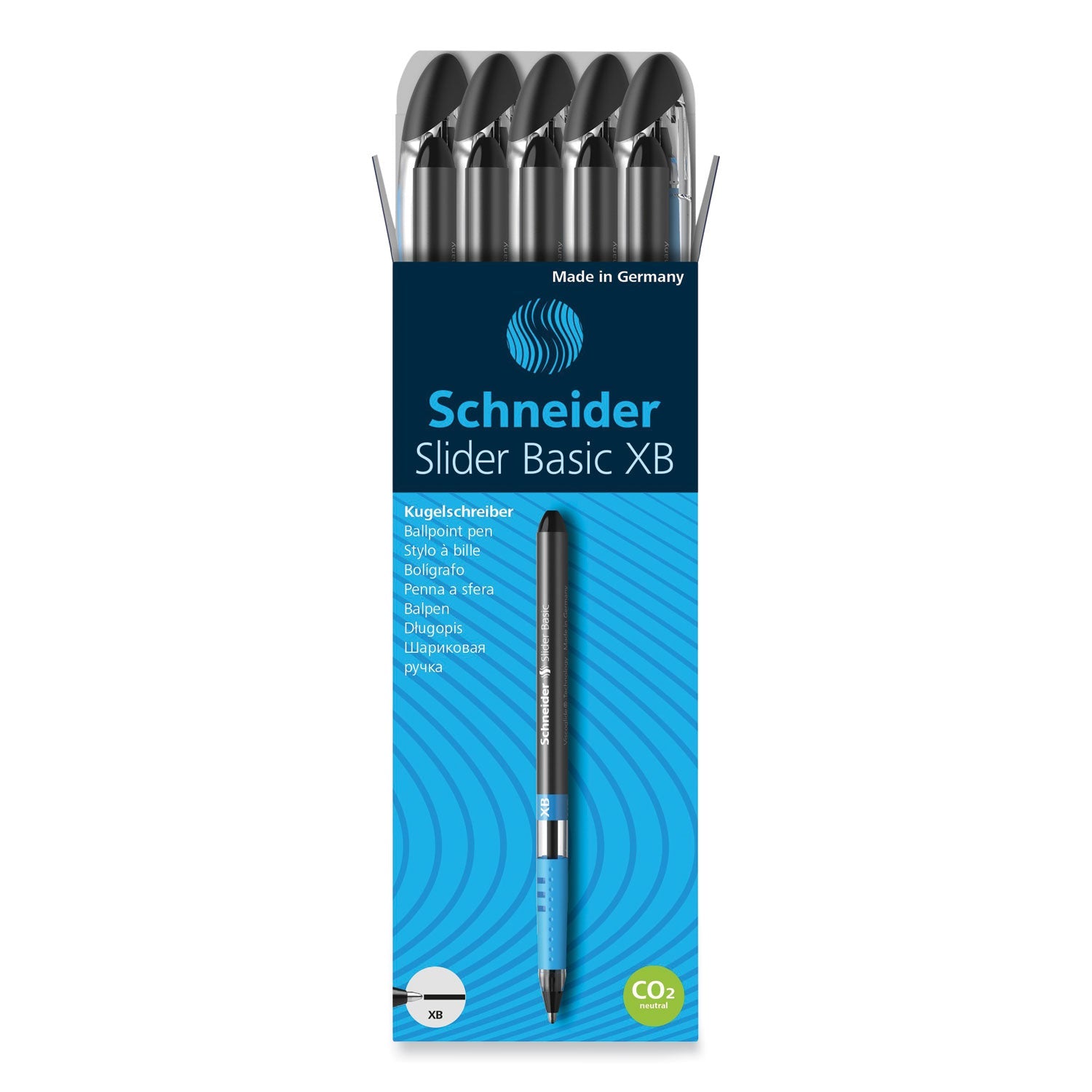 Schneider Slider Basic Ballpoint Pen, Stick, Extra-Bold 1.4 mm, Black Ink, Black Barrel, 10/Box