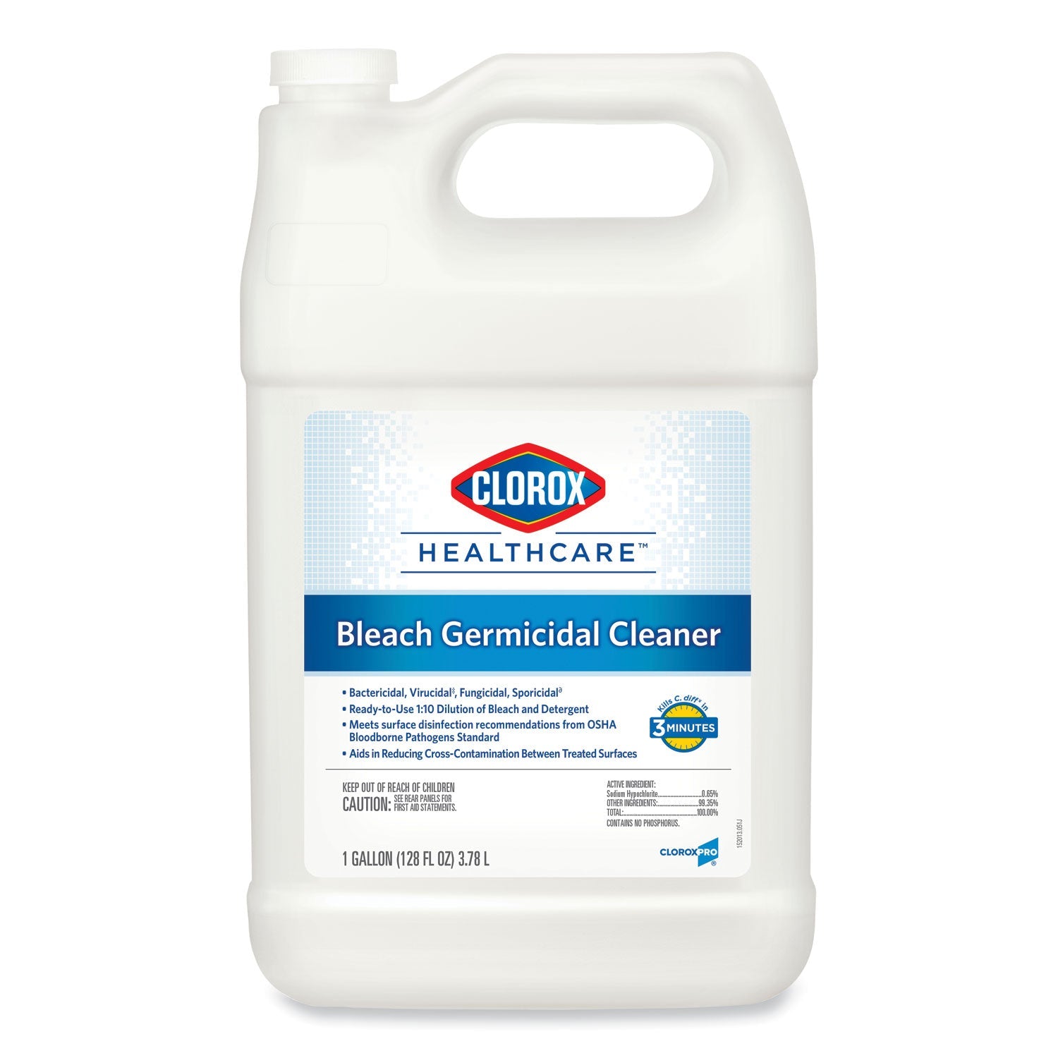 Clorox Bleach Germicidal Cleaner, 128 oz Refill Bottle, 4/Carton