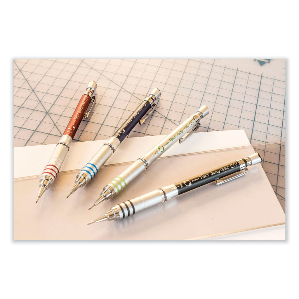 Zebra Zensations Tect 2way 1000 Technical Pencil, 0.7 mm, HB (#2), Black Lead, Black Barrel