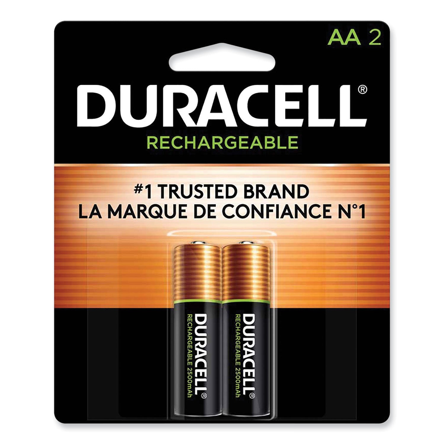 Duracell Rechargeable StayCharged NiMH Batteries, AA, 2/Pack