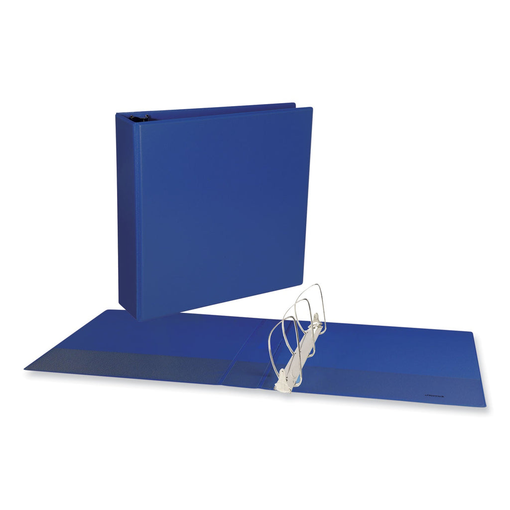 Universal Slant D-Ring View Binder, 3 Rings, 2" Capacity, 11 x 8.5, Navy Blue