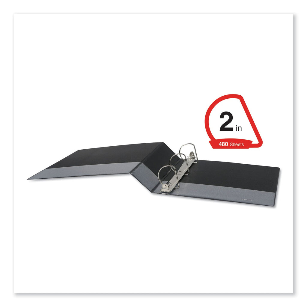 Universal Slant D-Ring View Binder, 3 Rings, 2" Capacity, 11 x 8.5, Black, 6/Carton