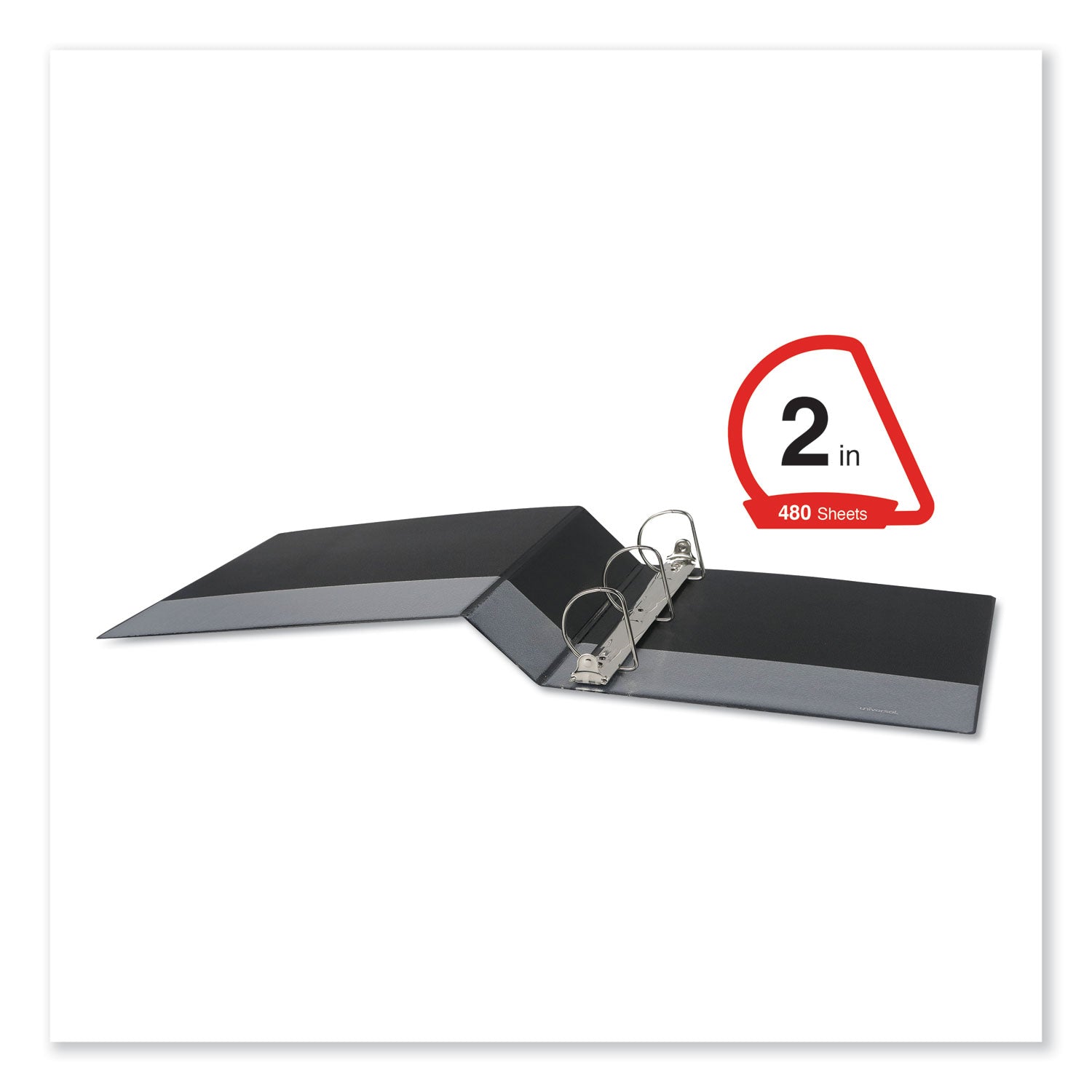 Universal Slant D-Ring View Binder, 3 Rings, 2" Capacity, 11 x 8.5, Black, 6/Carton