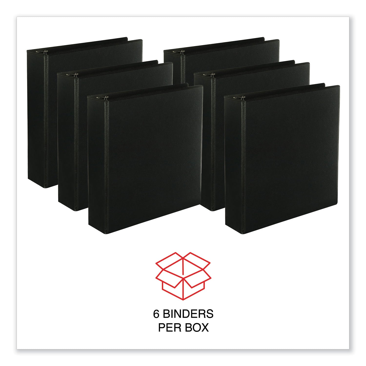 Universal Slant D-Ring View Binder, 3 Rings, 2" Capacity, 11 x 8.5, Black, 6/Carton