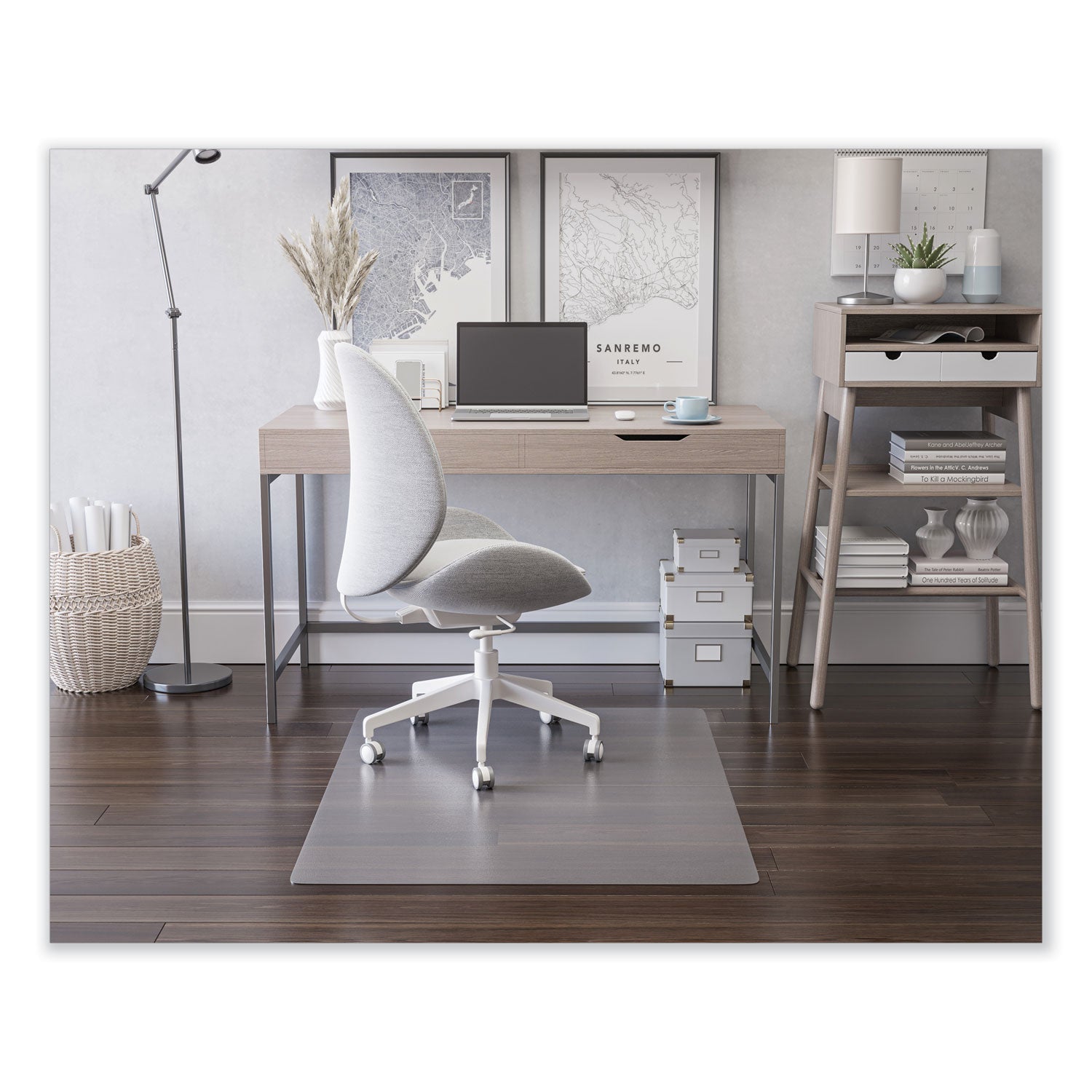 deflecto EconoMat All Day Use Chair Mat for Hard Floors, 45 x 53, Rectangular, Clear