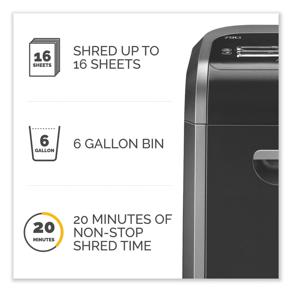 Fellowes Powershred 79Ci 100% Jam Proof Cross-Cut Shredder, 16 Manual Sheet Capacity