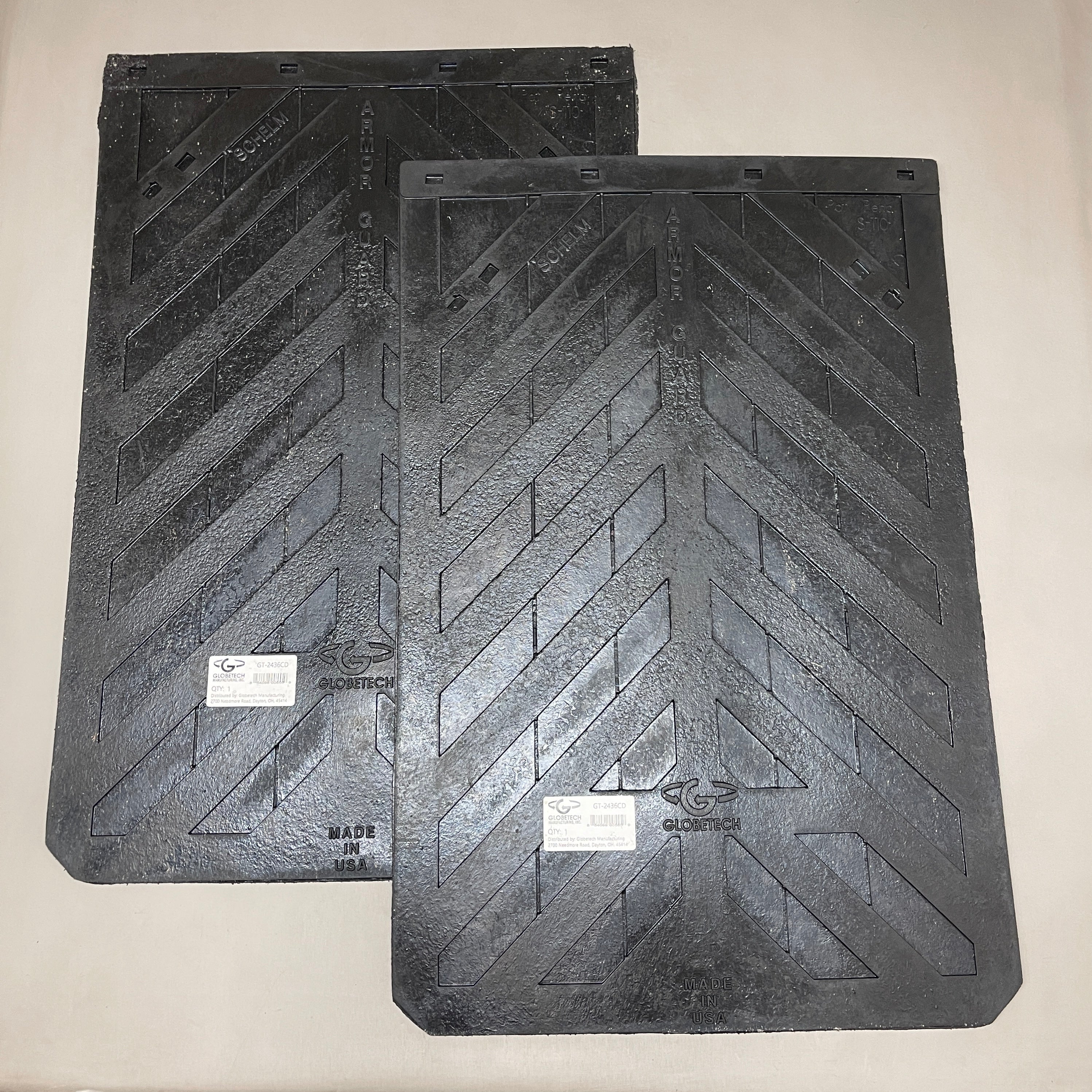 GLOBETECH 2-PACK! Rubber Mud Flaps 24" W x 36" L Black 2436CD (New)