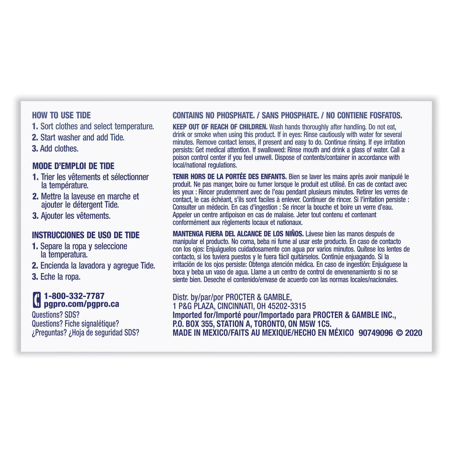 Tide Powder Laundry Detergent Plus Bleach, Original Scent, 1.4 oz Vending Box, 156/Carton
