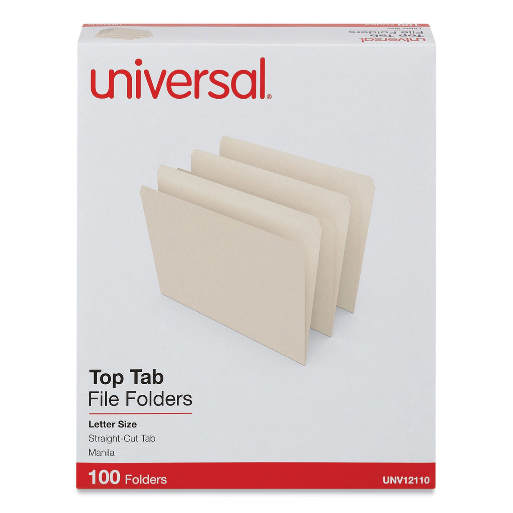 Universal Top Tab File Folders, Straight Tabs, Letter Size, 0.75" Expansion, Manila, 100/Box