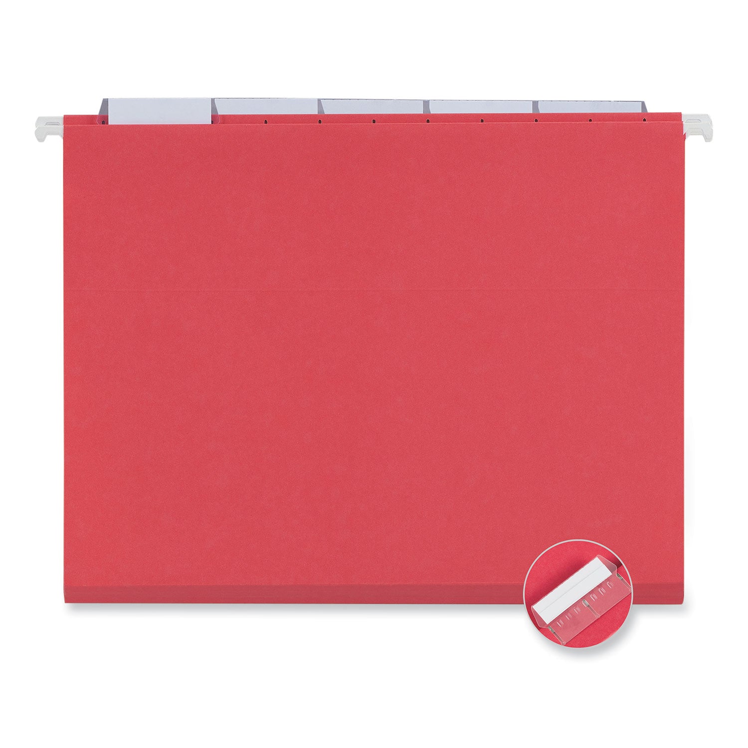 Universal Deluxe Bright Color Hanging File Folders, Letter Size, 1/5-Cut Tabs, Red, 25/Box