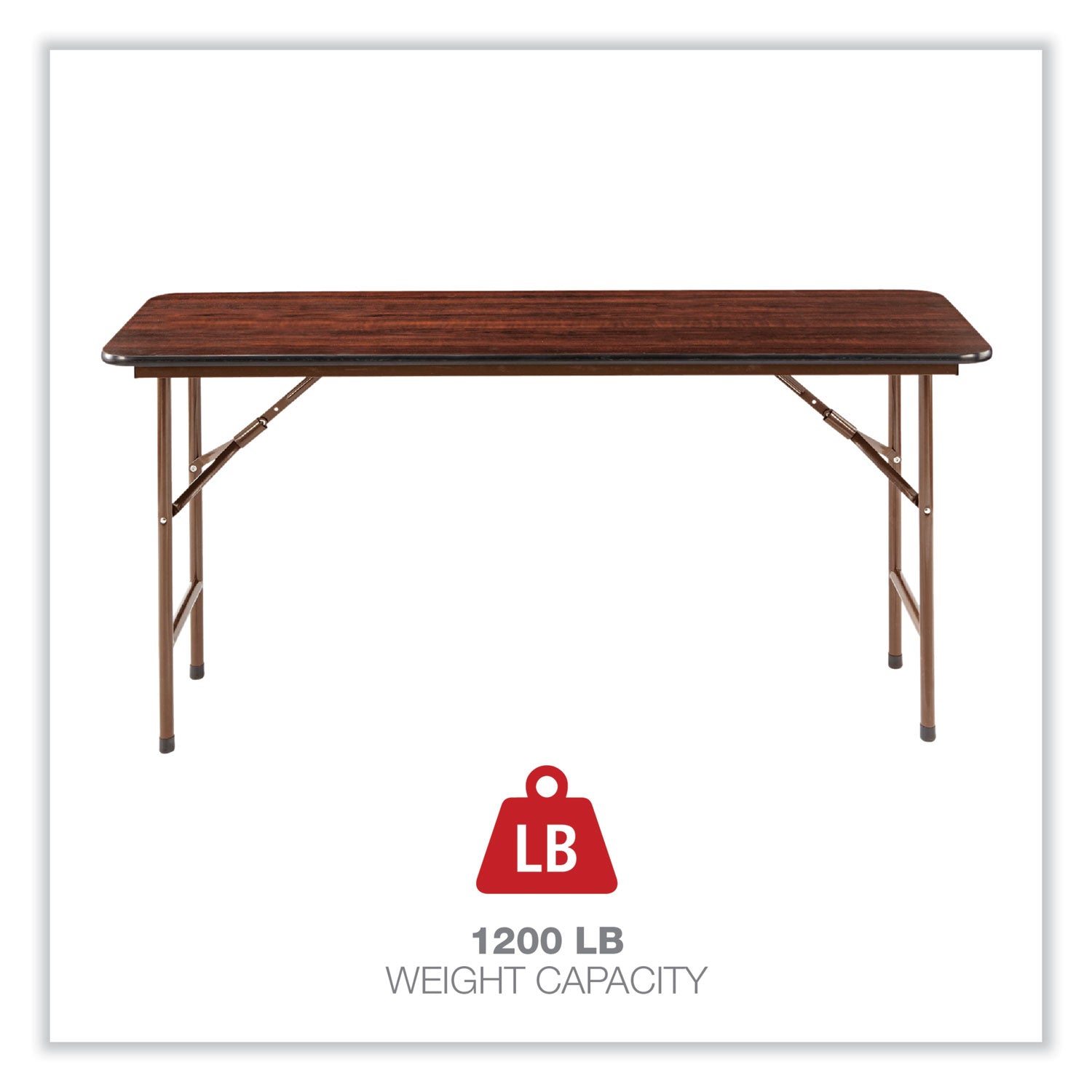 Alera Wood Folding Table, Rectangular, 59.88w x 17.75d x 29.13h, Mahogany