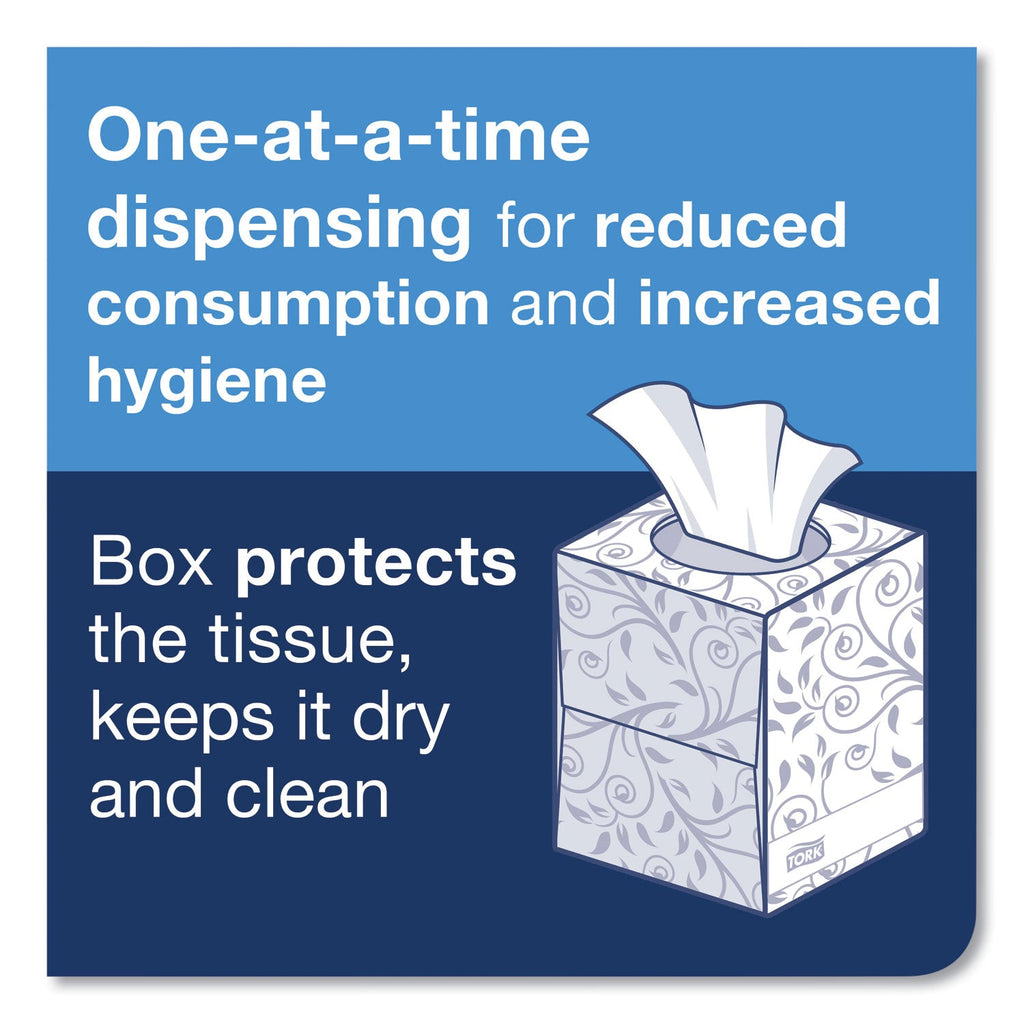 Tork Advanced Facial Tissue, 2-Ply, White, Cube Box, 94 Sheets/Box, 36 Boxes/Carton