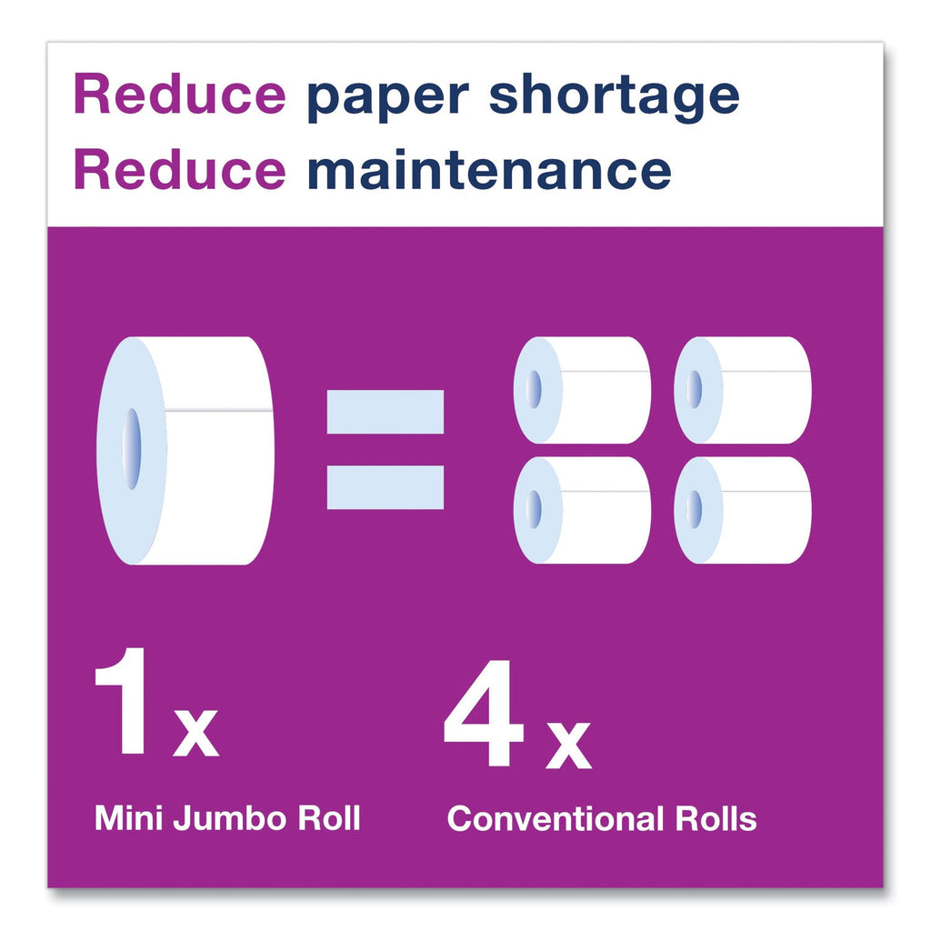 Tork Advanced Mini-Jumbo Roll Bath Tissue, Septic Safe, 2-Ply, White, 3.48" x 751 ft, 12 Rolls/Carton