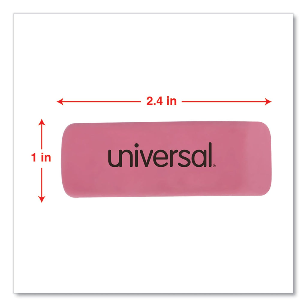 Universal Bevel Block Erasers, For Pencil Marks, Slanted-Edge Rectangular Block, Large, Pink, 20/Pack