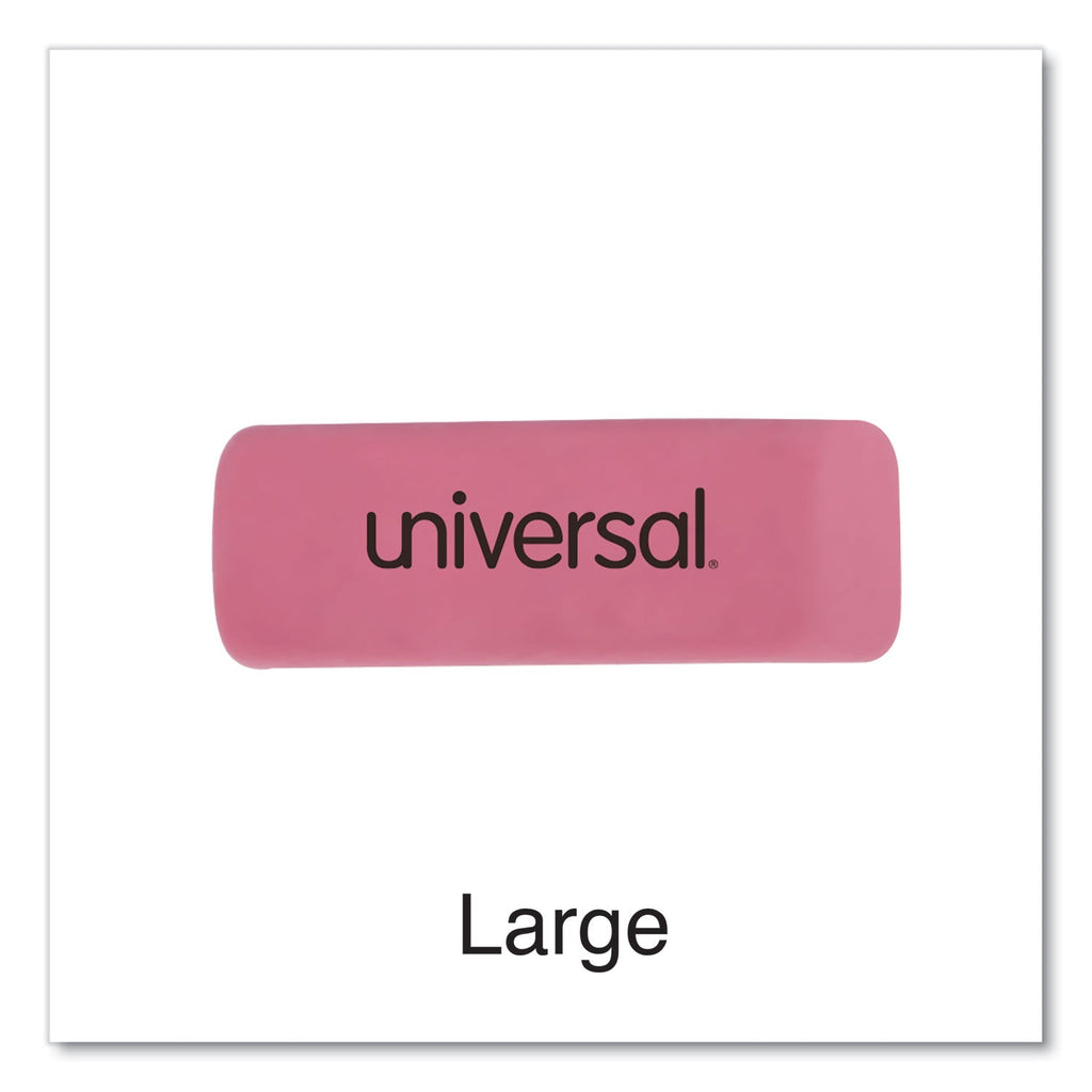 Universal Bevel Block Erasers, For Pencil Marks, Slanted-Edge Rectangular Block, Large, Pink, 20/Pack