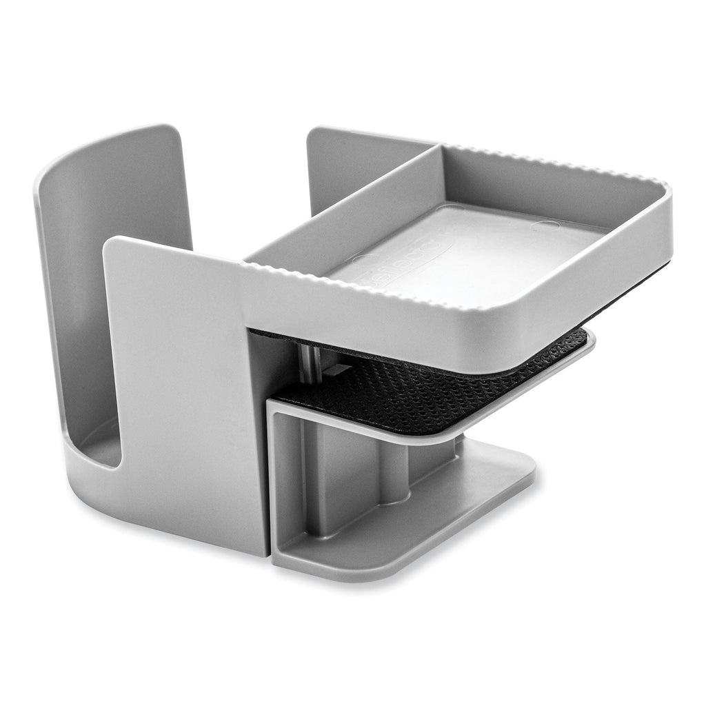 deflecto Standing Desk Cup Holder Organizer, Two Sections, 3.94 x 7.04 x 3.54, Gray