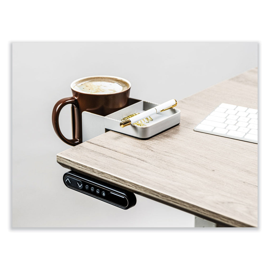 deflecto Standing Desk Cup Holder Organizer, Two Sections, 3.94 x 7.04 x 3.54, Gray
