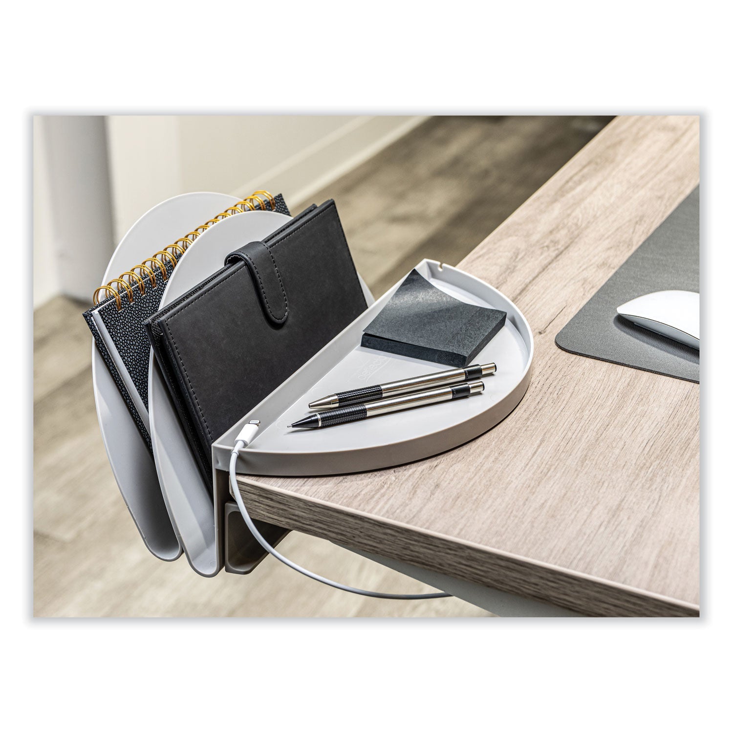 deflecto Standing Desk File Organizer, 2 Sections, Letter Size, 12 x 9.69 x 7.11, Gray