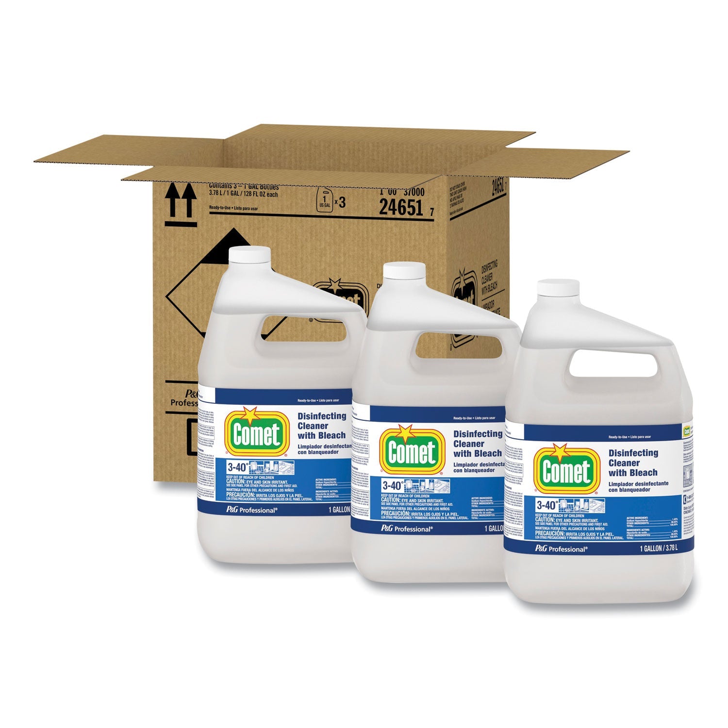 Comet Disinfecting Cleaner w/Bleach, 1 gal Bottle, 3/Carton
