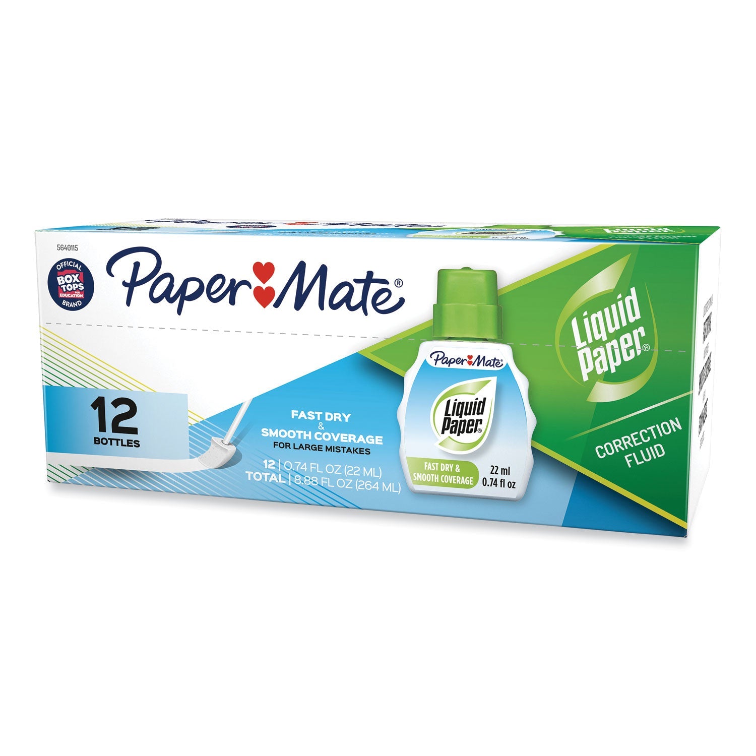 Paper Mate Fast Dry Correction Fluid, 22 ml Bottle, White, Dozen