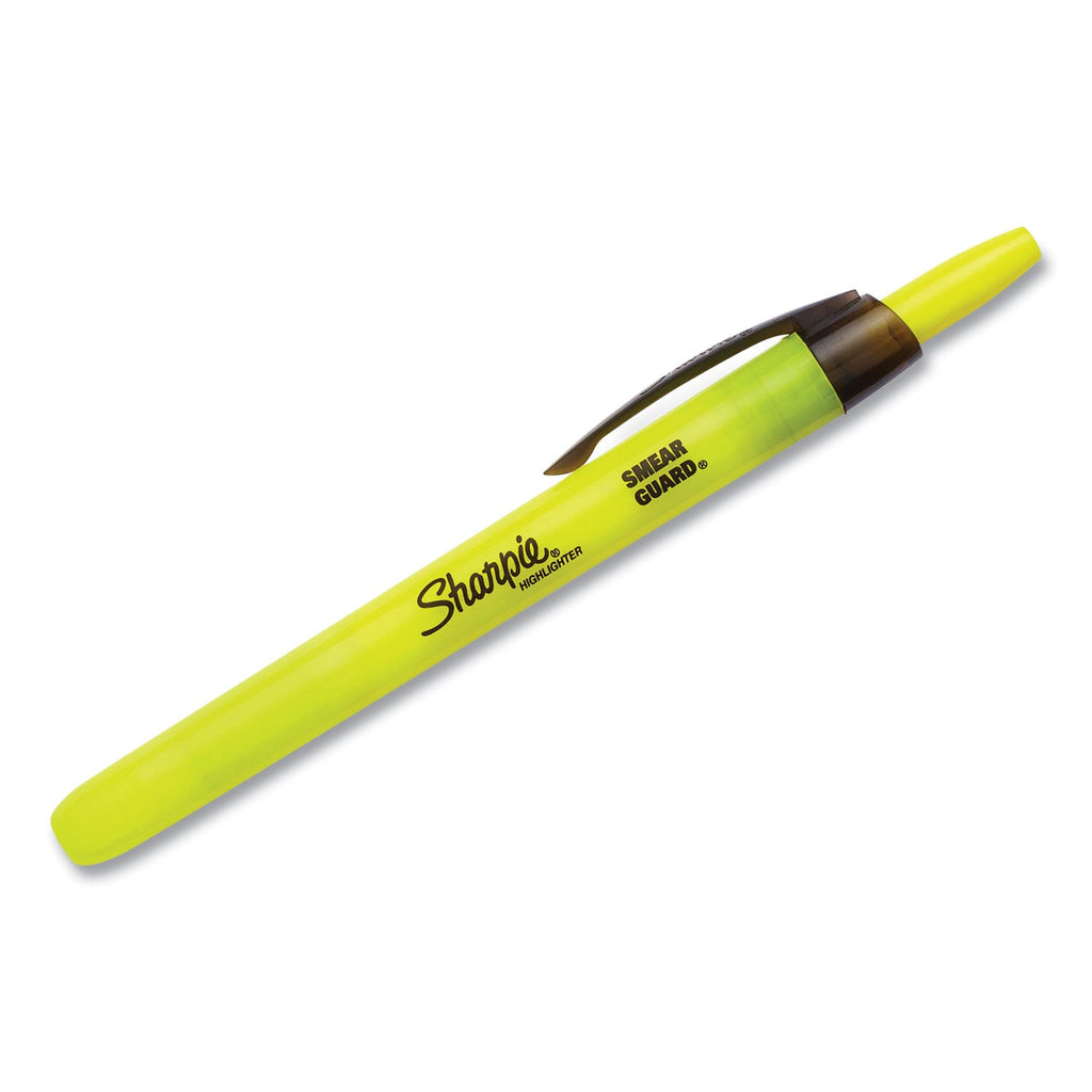 Sharpie Retractable Highlighters, Fluorescent Yellow Ink, Chisel Tip, Yellow/Black Barrel, Dozen