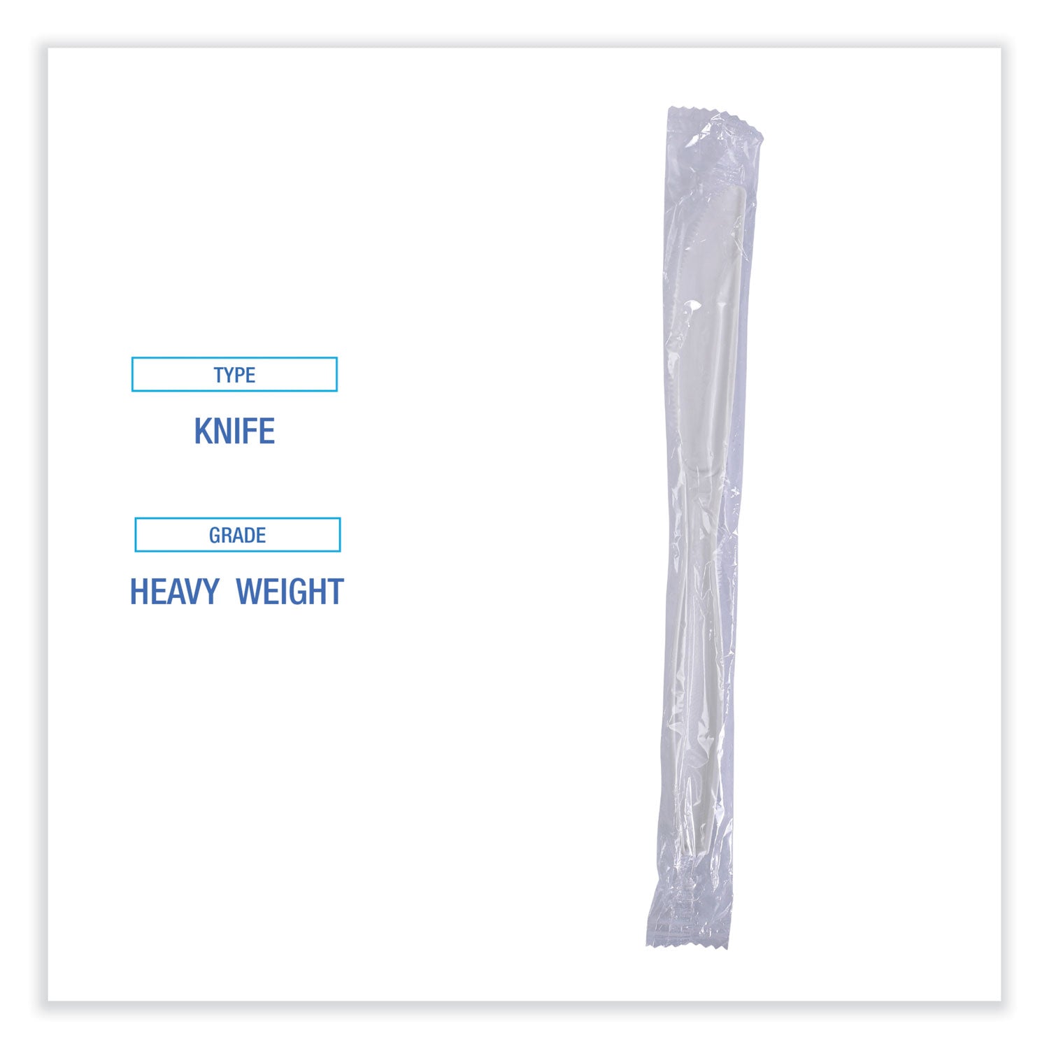 Boardwalk Heavyweight Wrapped Polypropylene Cutlery, Knife, White, 1,000/Carton