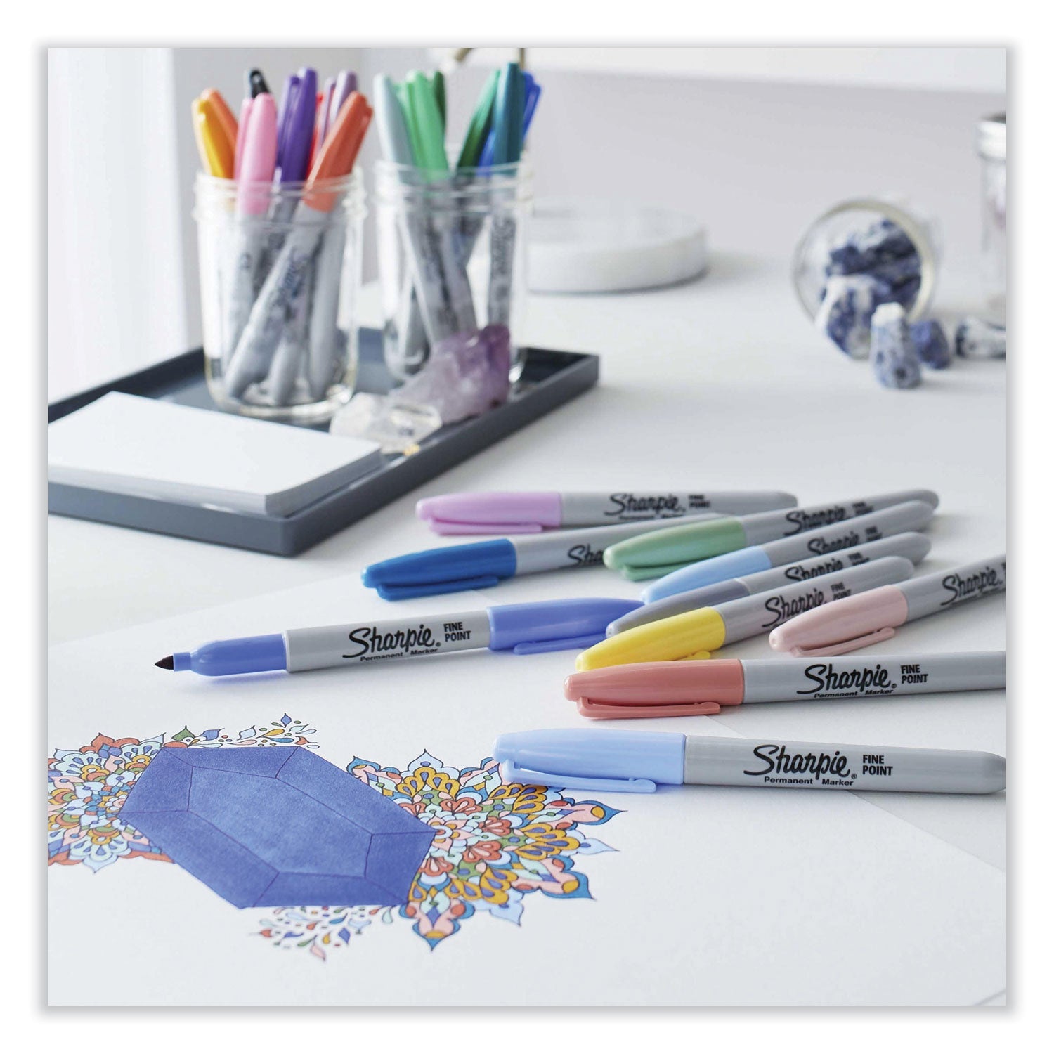 Sharpie Mystic Gems Markers, Fine Bullet Tip, Assorted, 24/Pack