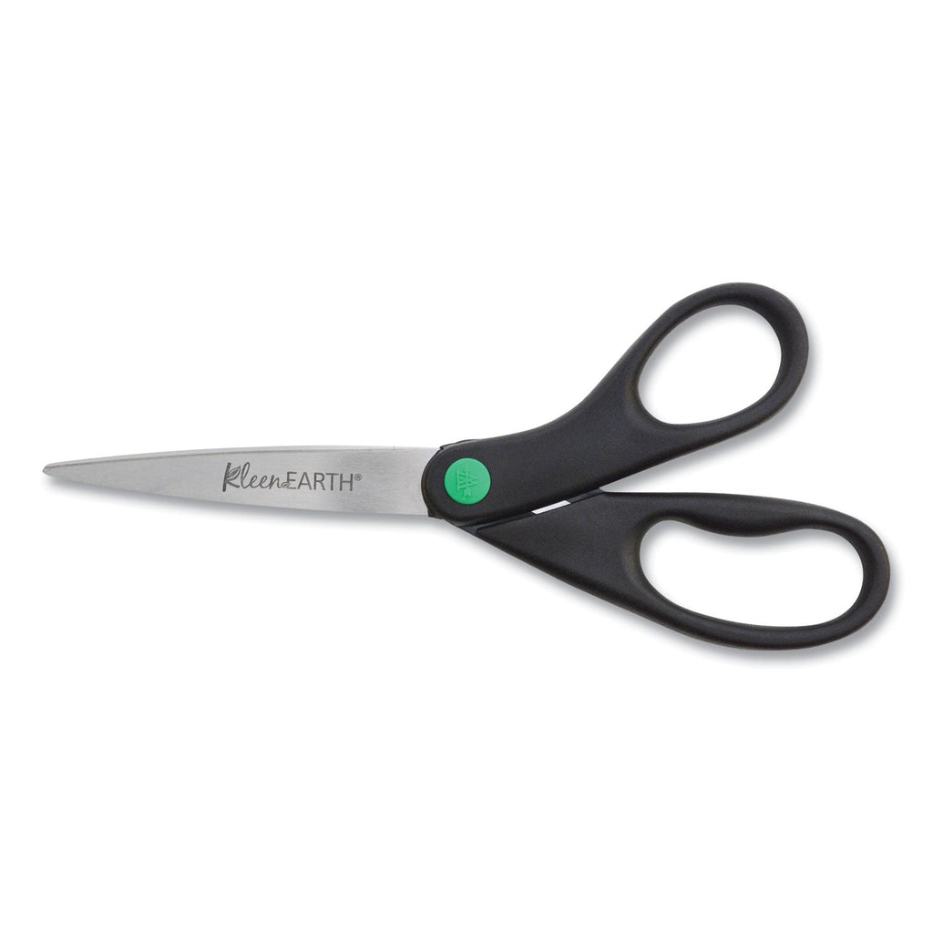 Westcott KleenEarth Scissors, 8" Long, 3.25" Cut Length, Black Straight Handle