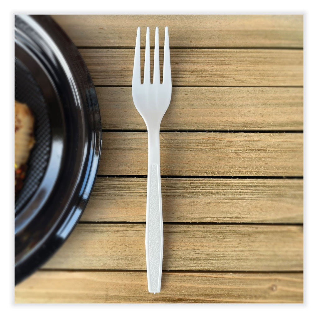 Boardwalk Heavyweight Polypropylene Cutlery, Fork, White, 1000/Carton