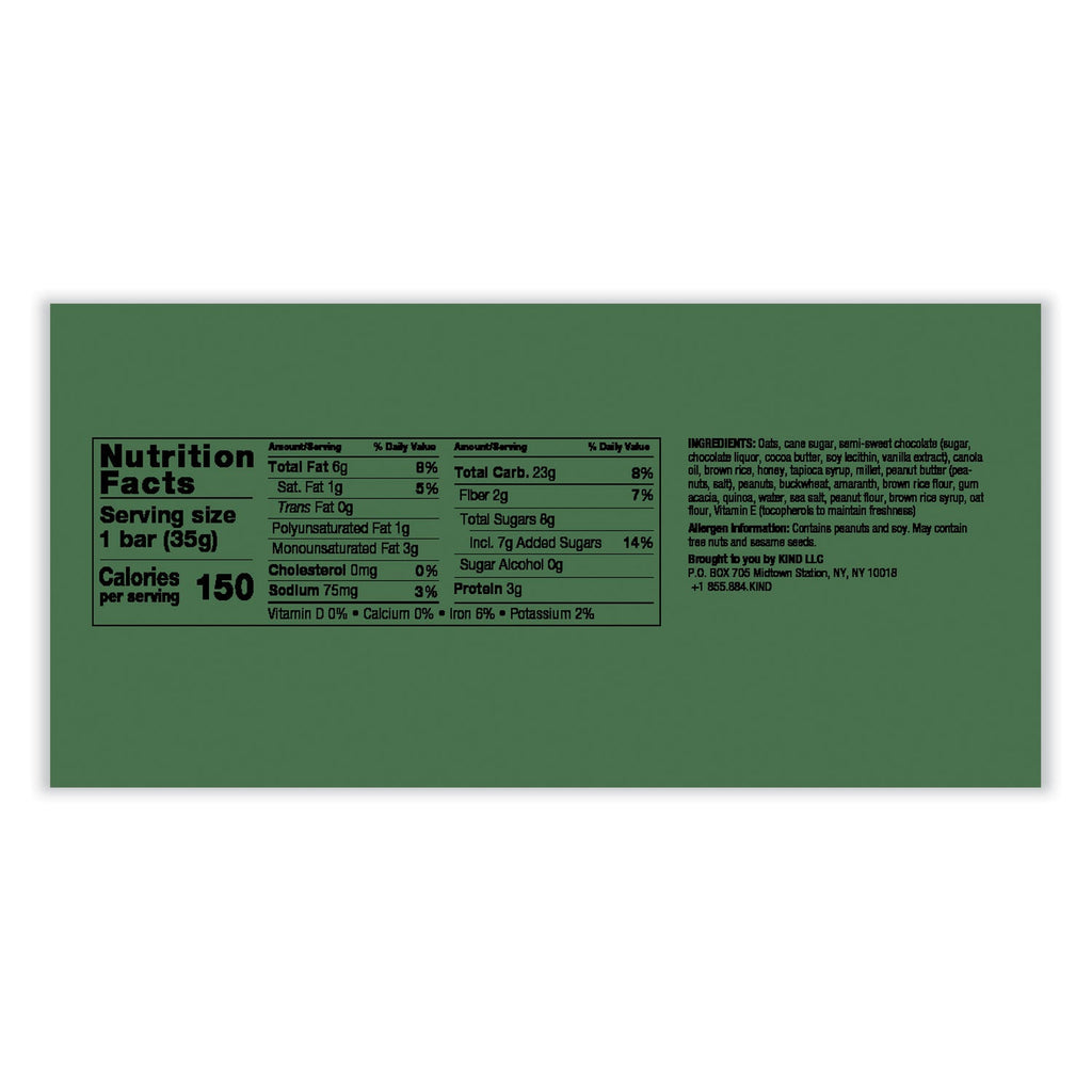 KIND Healthy Grains Bar, Peanut Butter Dark Chocolate, 1.2 oz, 12/Box