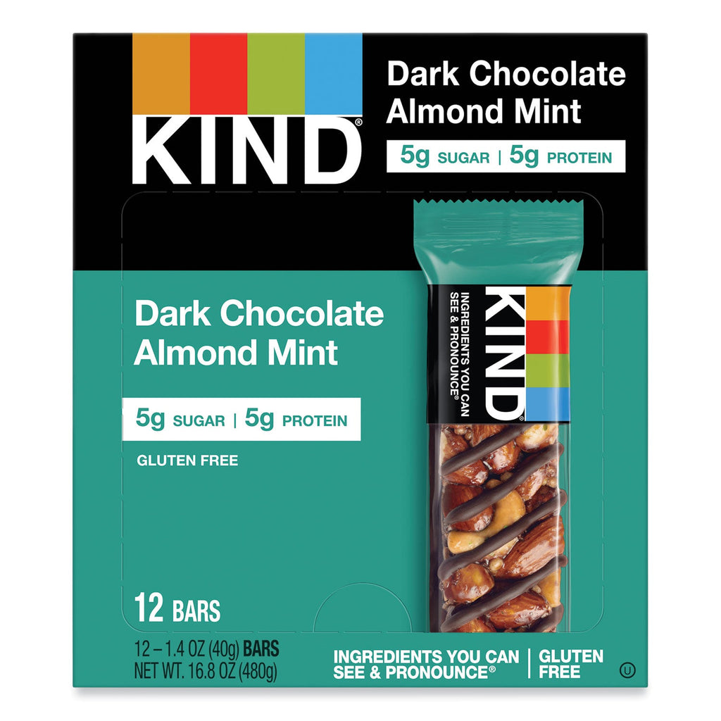 KIND Nuts and Spices Bar, Dark Chocolate Almond Mint, 1.4 oz Bar, 12/Box