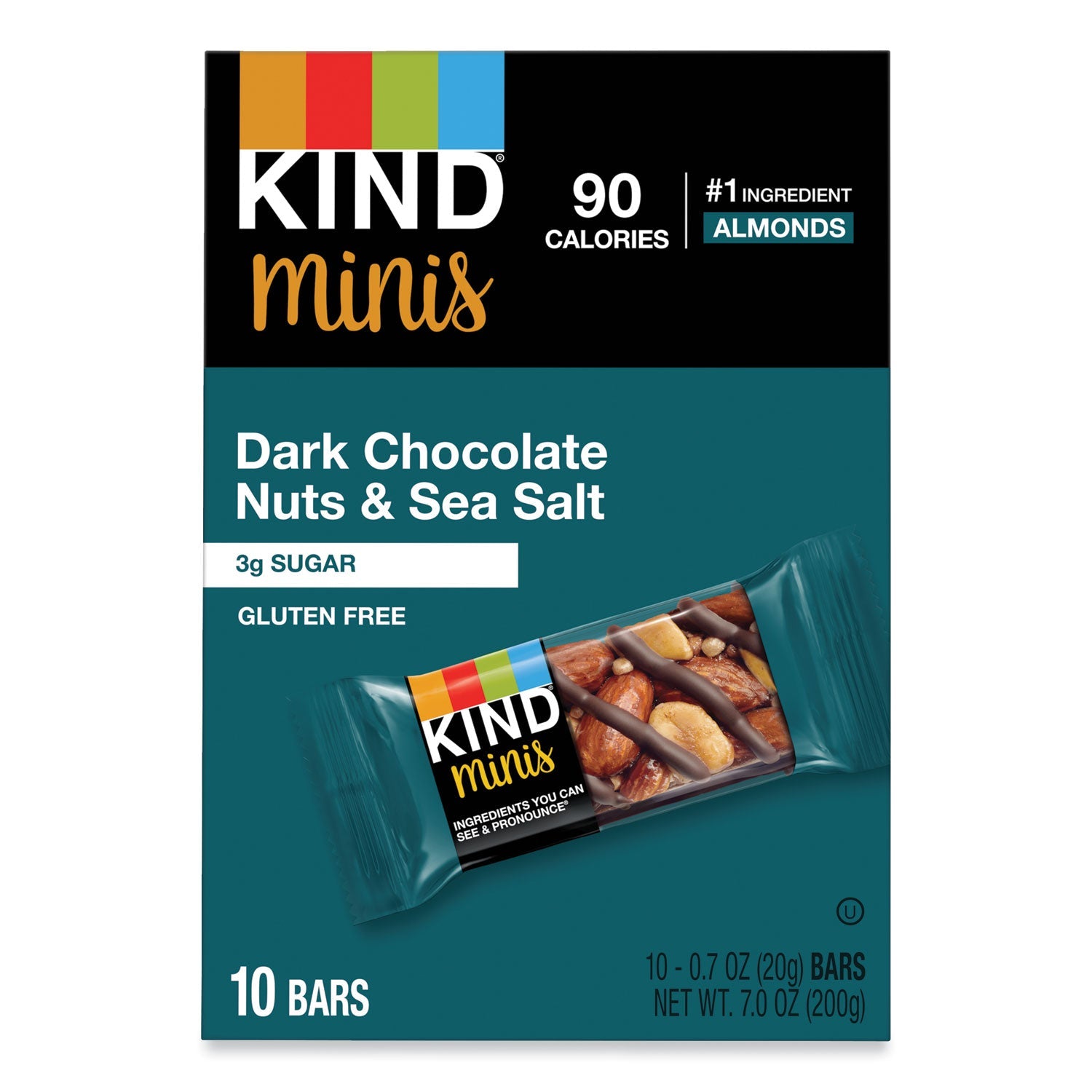 KIND Minis, Dark Chocolate Nuts/Sea Salt, 0.7 oz, 10/Pack
