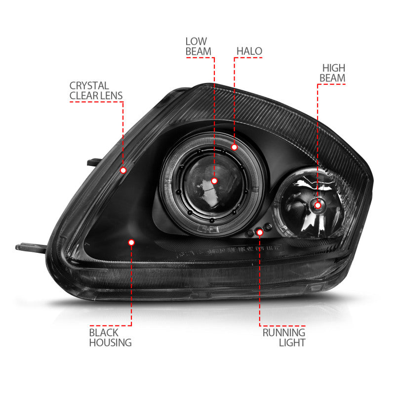 Anzo 2000-2005 Mitsubishi Eclipse Projector Headlights w/ Halo Black