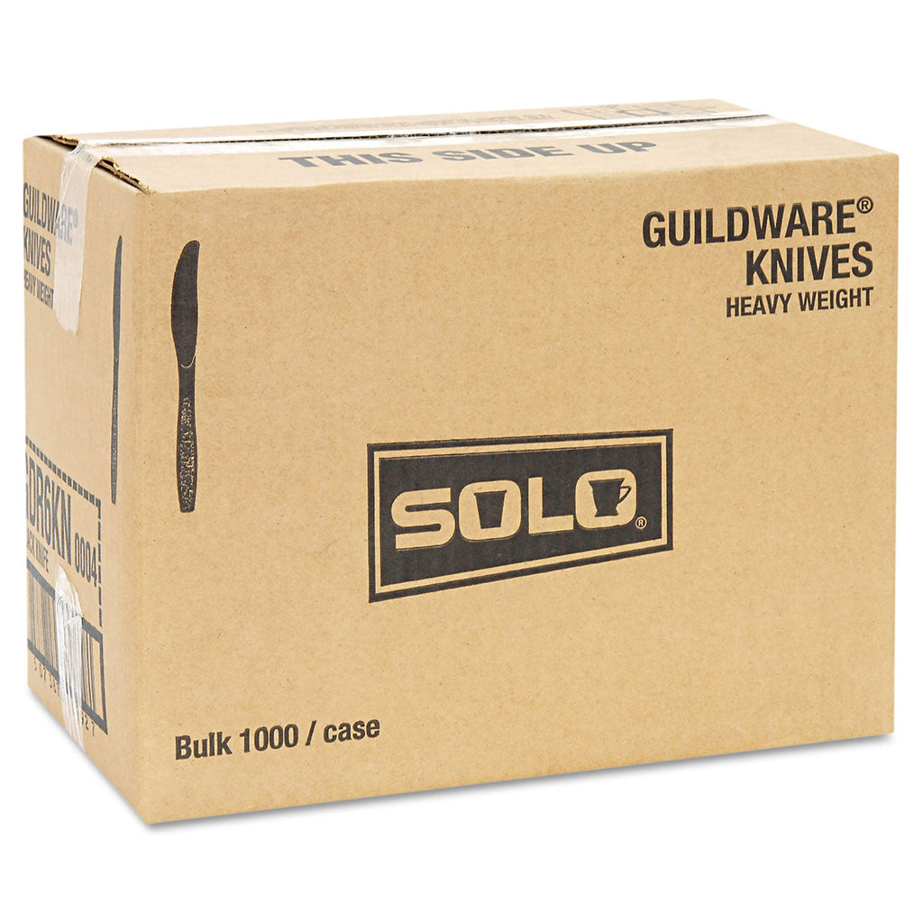 Dart Guildware Heavyweight Plastic Knives, Black, 1000/Carton