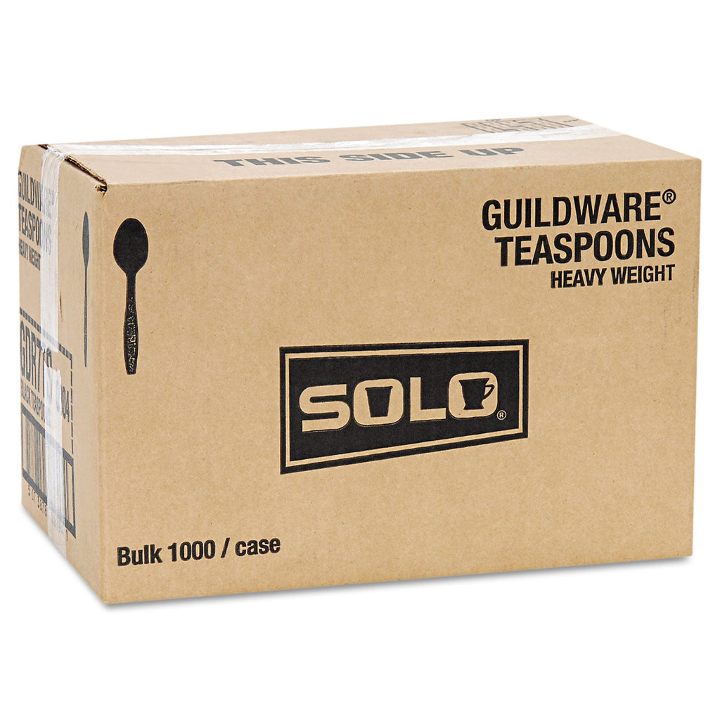 Dart Guildware Heavyweight Plastic Teaspoons, Black, 1000/Carton