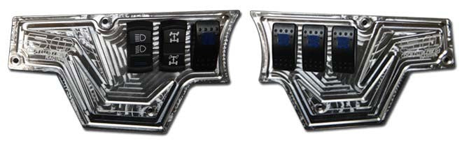 2pc XP 1000 6 Switch Dash Panel w/switches Silver