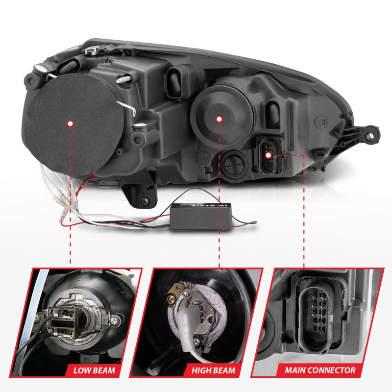 Anzo 2006-2009 Volkswagen Rabbit Projector Headlights w/ Halo Black (CCFL)