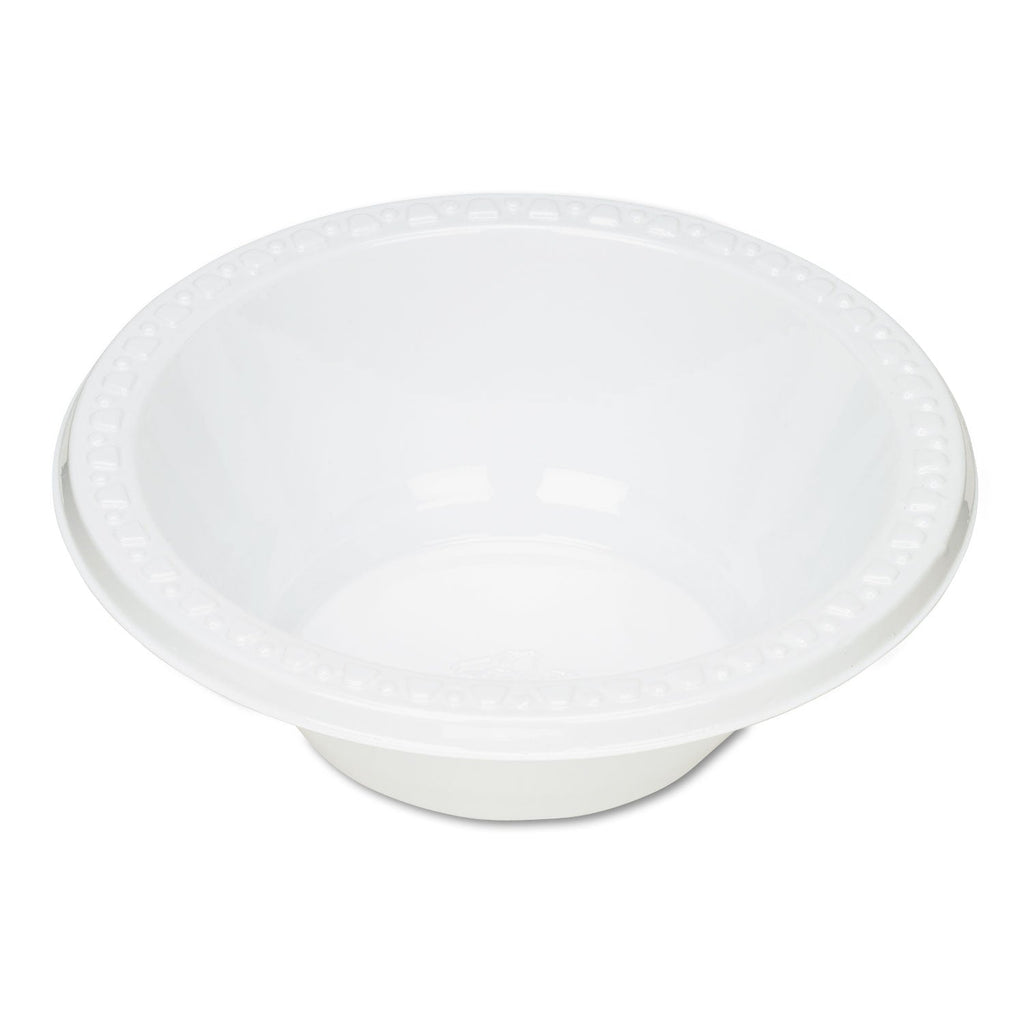 Tablemate Plastic Dinnerware, Bowls, 12 oz, White, 125/Pack