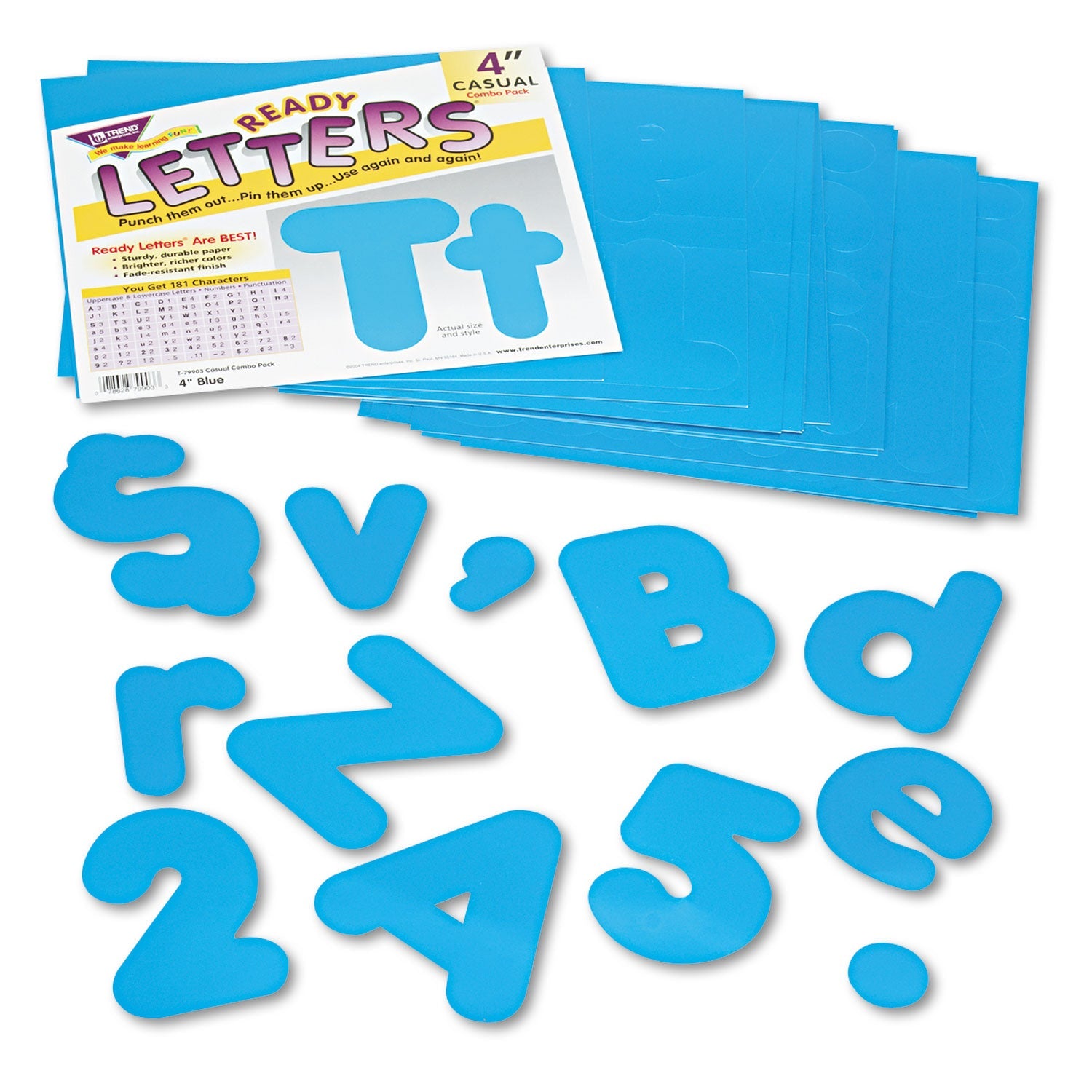 TREND Ready Letters Casual Combo Set, Blue, 4"h, 182/Set