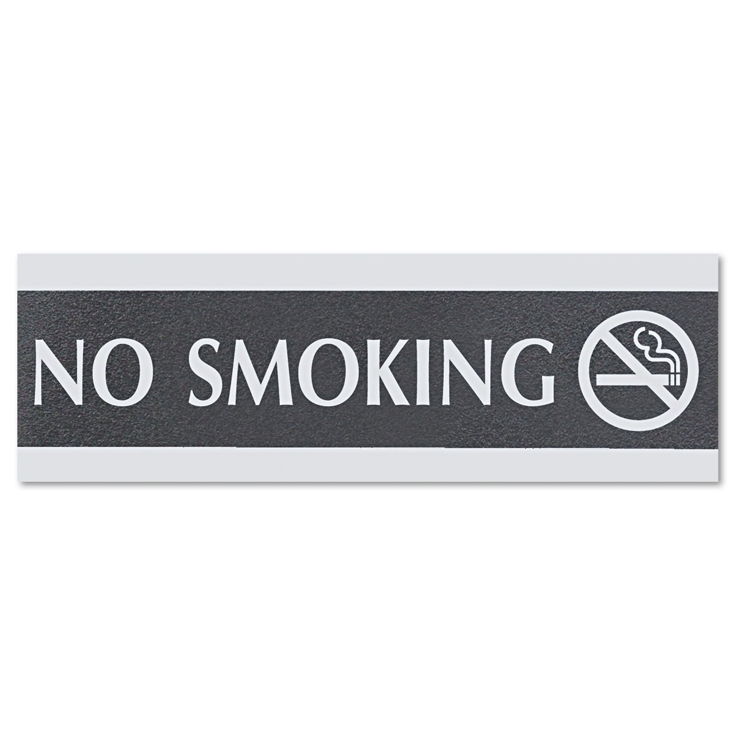 Headline Century Series Office Sign, NO SMOKING, 9 x 3, Black/Silver