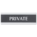 Headline Century Series Office Sign, PRIVATE, 9 x 3, Black/Silver