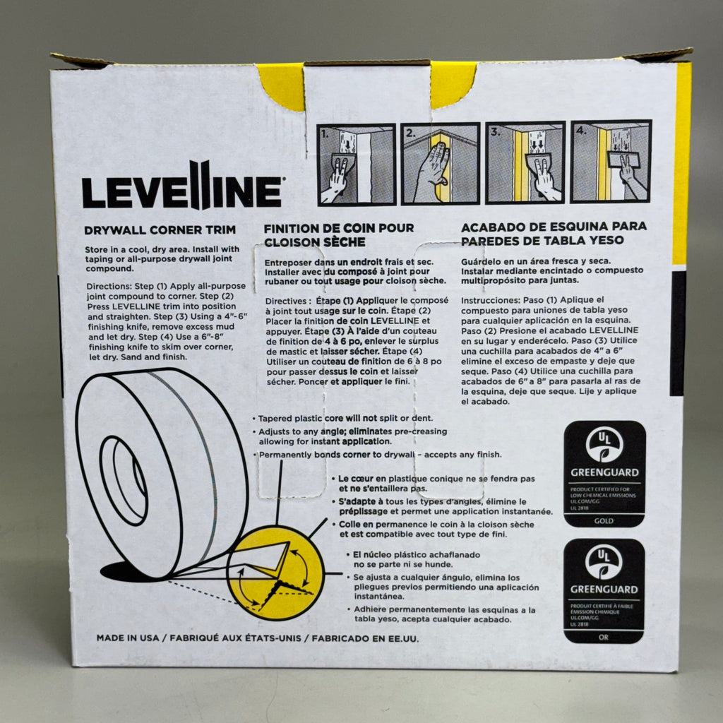 LEVELLINE 1 Roll Drywall Corner Tape Sz 100’ x 2.75” White