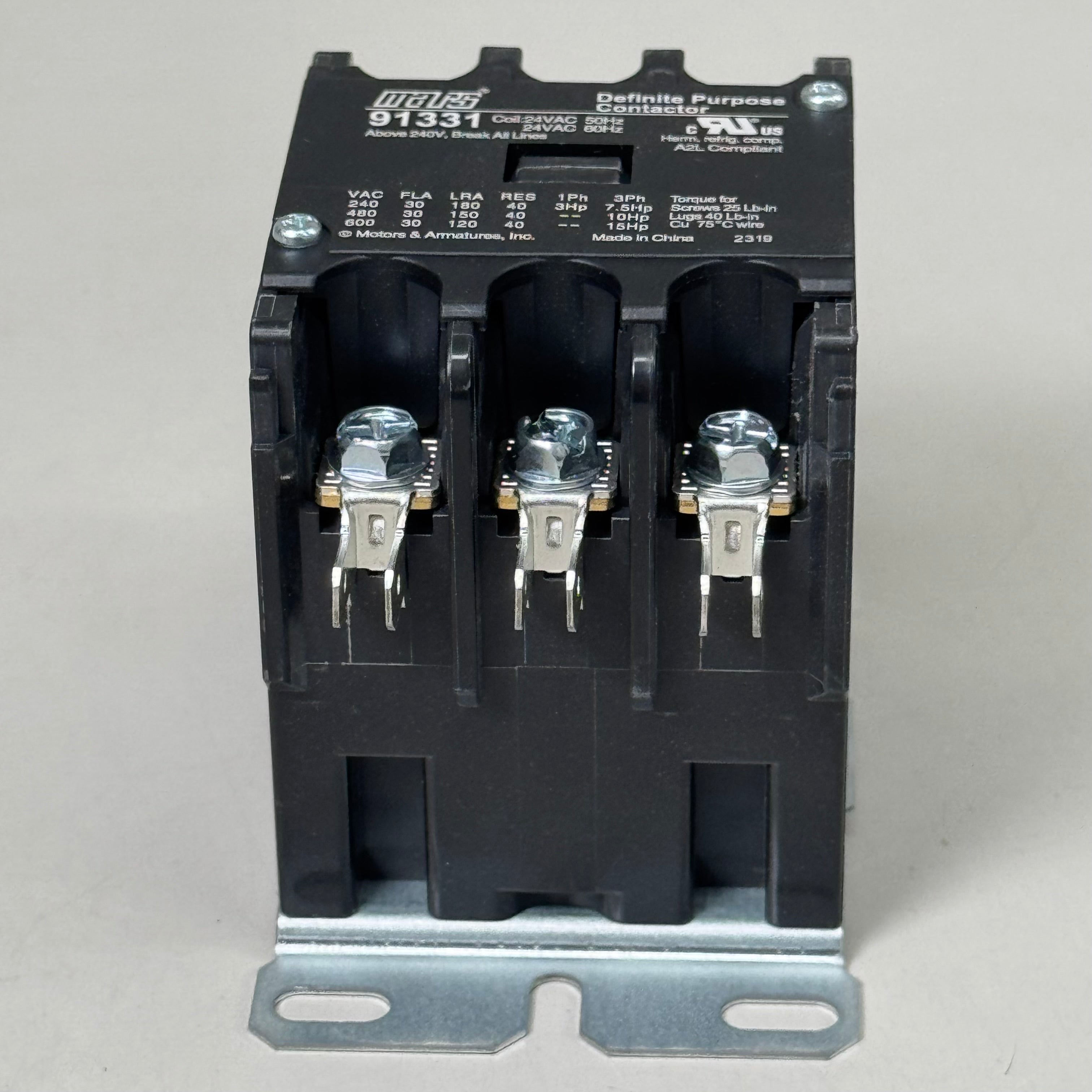 MARS Definite Purpose Contractor 3-Pole 30 Full Load AMP 24 VAC Coil Volt 91331