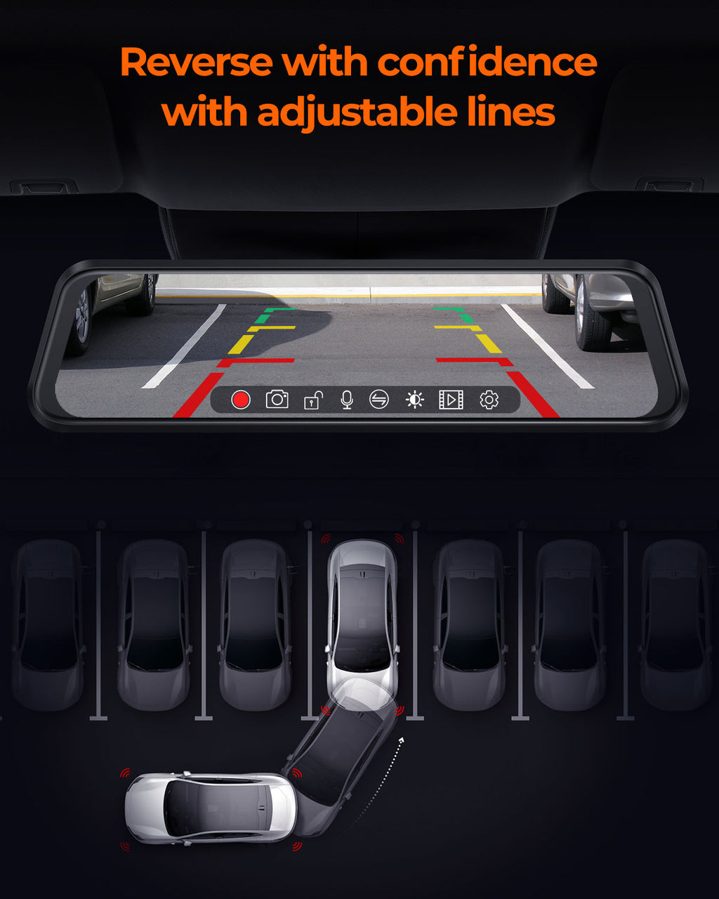 M4 Quad Mirror Dash Cam, 1080P 4-Cam, 12" IPS Touchscreen