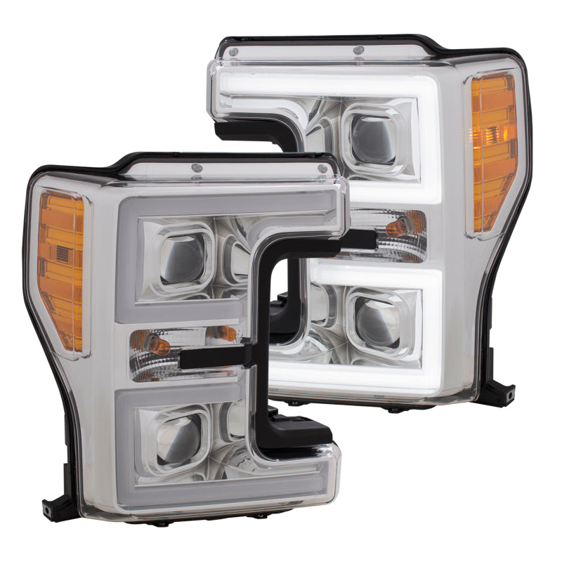 Anzo Projector Plank Style Switchback Headlight Chrome / Amber 17-18 Ford
