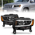 Anzo 2014-2015 Jeep Grand Cherokee Projector Headlights w/ Plank Style Desi